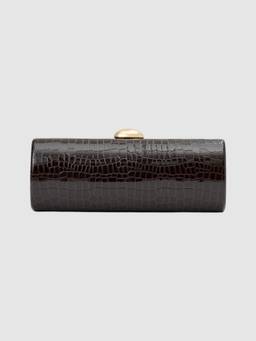 Forever New - Women Adeline East West Hardcase Brown Clutch with Detachable Strap