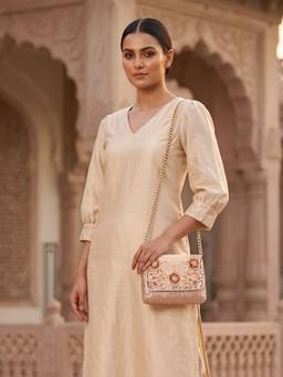 ROCIA - Women Rose Gold Embellished Fancy Sling Bag