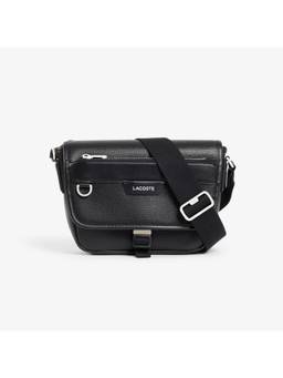 Lacoste - Men Black Solid Ossian Leather Sling Bag