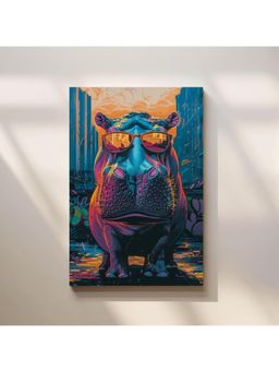 Anciq - Bitty Bopp Vibrant Hippo with Sunglasses Canvas Painting