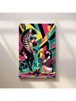 Anciq - Bitty Bopp Stylish Zebra & Penguin Canvas Painting