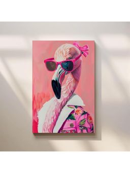 Anciq - Bitty Bopp Pink Flamingo in Sunglasses Canvas Painting