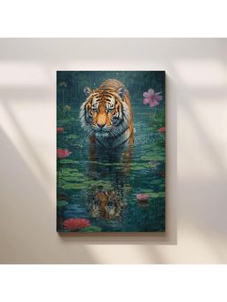 Anciq - Bitty Bopp Tiger Water Reflection Wildlife Canvas Painting