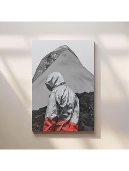 Anciq - Bitty Bopp Monochrome Hooded Figure Mountain Canvas Painting