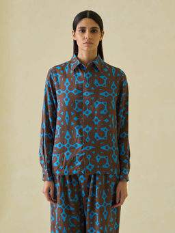No Grey Area - Brown Kolam Boxy Shirt