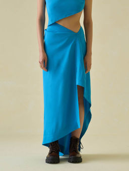 No Grey Area - Blue Sari Draped Skirt