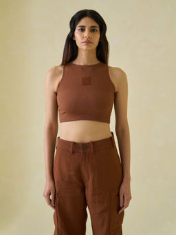 No Grey Area - Brown Kolam Cropped Tank Top