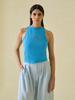 No Grey Area - Blue Kolam Embroidered Tank Top