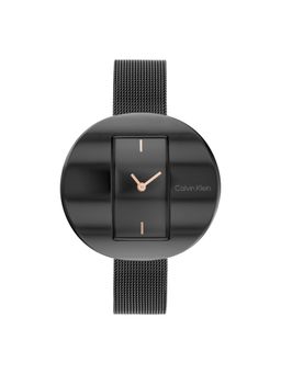 Calvin Klein - Circular Mesh Quartz Black Rectangle Dial Womens Watch - 25200018