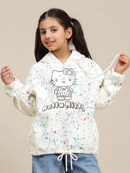 Kidsville - Off White Hello Kitty Graphic Printed Oversized Hoodie for Kids Girls