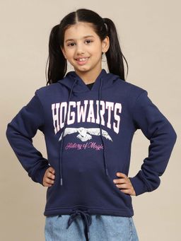 Kidsville - Navy Blue Harry Potter Graphic Printed Hoodie for Girls