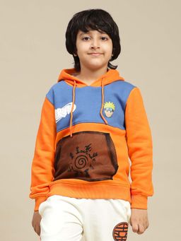 Kidsville - Multi-Color Naruto Colorblock Printed Regular Fit Hoodie for Boys