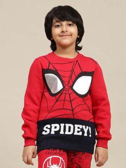 Kidsville - Red Spiderman Graphic Printed Regular Fit Hoodie for Boys