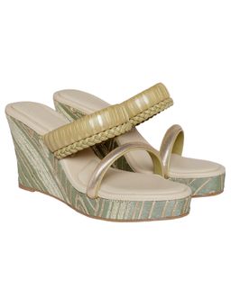 Veruschka By Payal Kothari - Gota Work Green Barfi Wedges