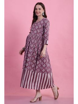 Rajnandini - Pink Cotton Round Neck Printed Maternity Dress