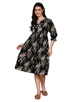 Rajnandini - Black Sweetheart Three Fourth Sleeves Cotton Dress