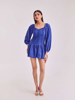 Urban Suburban - Short Blue Dress with Full Sleeves