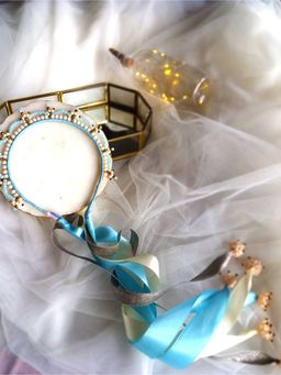 Choko - Crown Hair Band Satin Base Adjustable Lace Ties Blue Hair Band