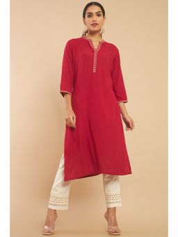 Soch - Women Maroon Solid-plain Kurta