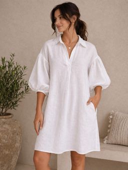Scoup - Linen Blend White Dress