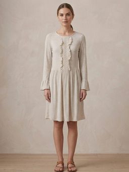 Scoup - Cotton Linen Blend Jersey Beige Dress