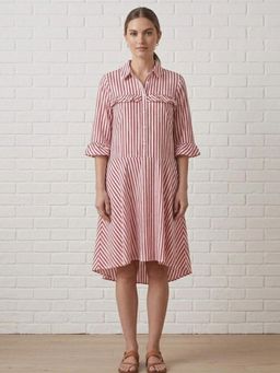 Scoup - Rayon Stripe Pink Dress