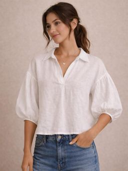 Scoup - Cotton Linen White Top