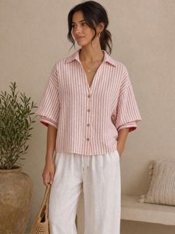 Scoup - Cotton Stripe Pink Shirt