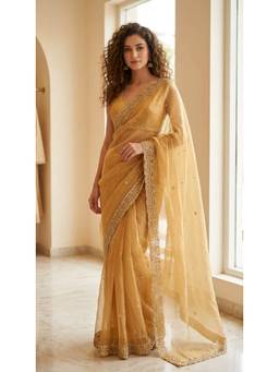 HANDME - Yellow Royal Radiance Heavy Embroidered Saree