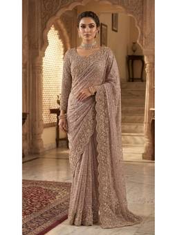HANDME - Peach Premium Radiance Heavy Embroidered Saree