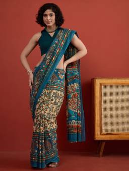 InWeave - Beige Kalamkari Saree