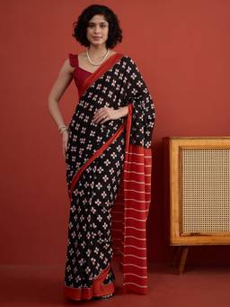 InWeave - Black Cross Motif Saree