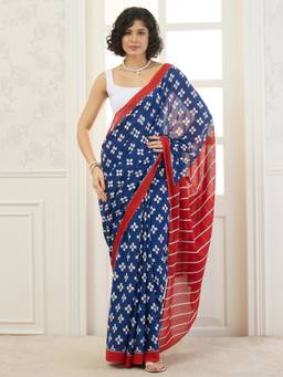 InWeave - Blue Cross Motif Saree