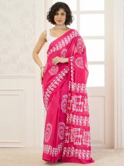 InWeave - Pink Mandala Print Saree
