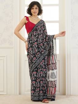 InWeave - Black Musical Instruments Saree