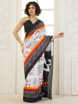 InWeave - White Mandakini Printed Saree