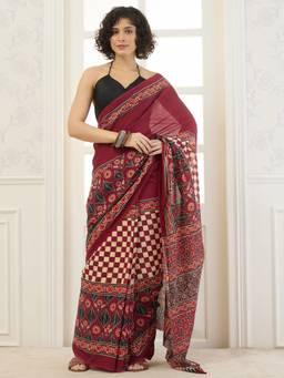 InWeave - Maroon Pasapali Block Border Saree