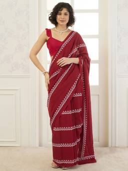 InWeave - Maroon Tribal Border Saree