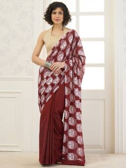 InWeave - Rust Buddha Print Saree