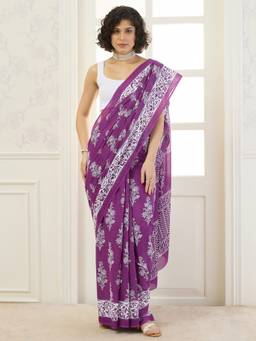 InWeave - Purple Floral Boota Saree