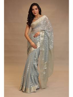 Zari Jaipur - Blue Banarasi Georgette Saree