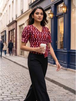 Vastara TheLabel - Maroon Handloom Organic Cotton Top