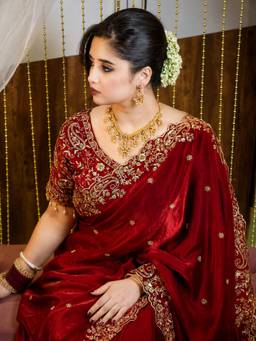 RAAG VARNAM - Red Satin Silk Saree
