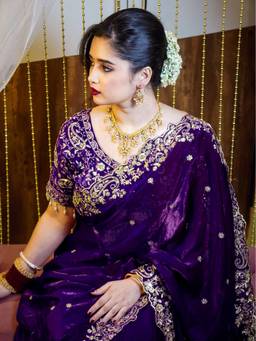 RAAG VARNAM - Purple Satin Silk Saree