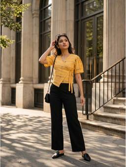 Vastara TheLabel - Yellow Handloom Organic Cotton Top