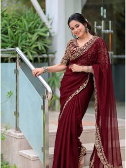 RAAG VARNAM - Red Rangoli Silk Embroidered Saree
