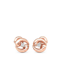 Candere by Kalyan Jewellers - 18K Rose Gold and Diamond Cancer Stud Earring for Women