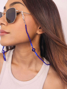 Pipa Bella by Nykaa Fashion - Beaded Blue Evil Eye Sunglass & Mask Chain