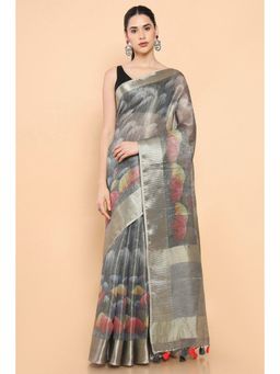 Soch - Women Multi-Color Organza Printed Saree with Unstitched Blouse