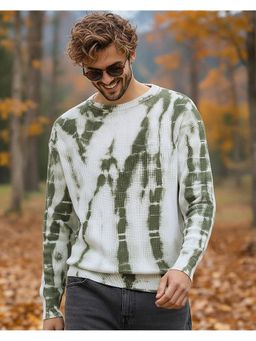 Bewakoof - Men Green Tie and Dye Oversized Sweater